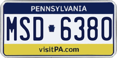 PA license plate MSD6380