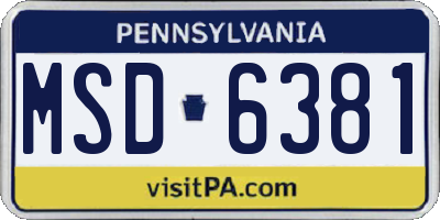 PA license plate MSD6381