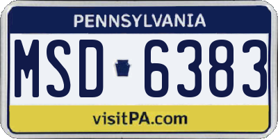 PA license plate MSD6383
