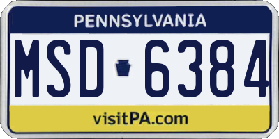 PA license plate MSD6384