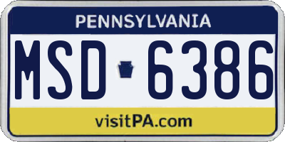 PA license plate MSD6386