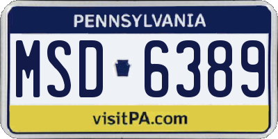 PA license plate MSD6389