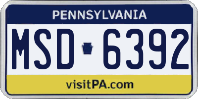 PA license plate MSD6392