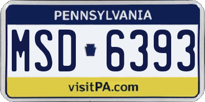 PA license plate MSD6393