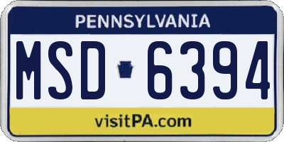 PA license plate MSD6394