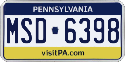 PA license plate MSD6398