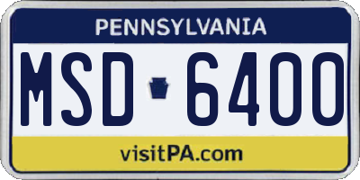 PA license plate MSD6400