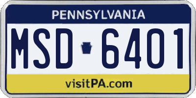PA license plate MSD6401