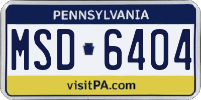 PA license plate MSD6404