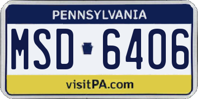 PA license plate MSD6406