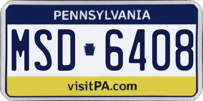 PA license plate MSD6408