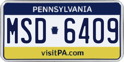 PA license plate MSD6409