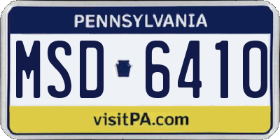 PA license plate MSD6410