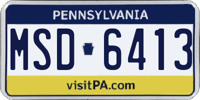 PA license plate MSD6413