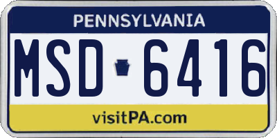 PA license plate MSD6416