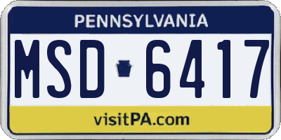 PA license plate MSD6417