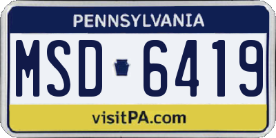 PA license plate MSD6419