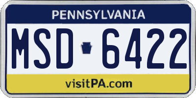 PA license plate MSD6422
