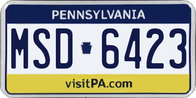 PA license plate MSD6423