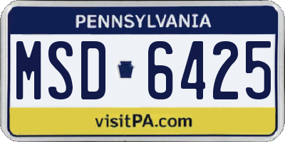 PA license plate MSD6425