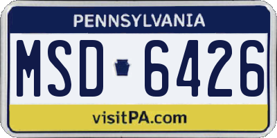 PA license plate MSD6426