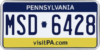 PA license plate MSD6428