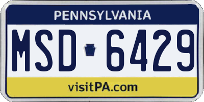 PA license plate MSD6429