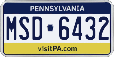 PA license plate MSD6432