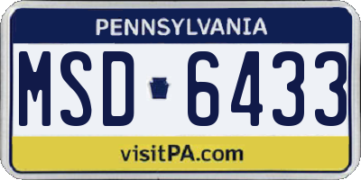 PA license plate MSD6433