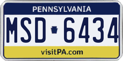PA license plate MSD6434