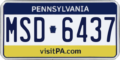 PA license plate MSD6437