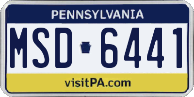 PA license plate MSD6441