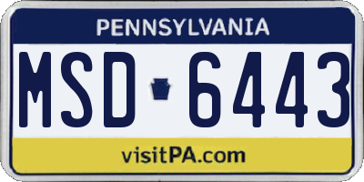 PA license plate MSD6443