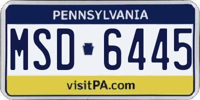 PA license plate MSD6445