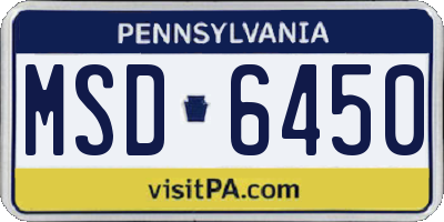 PA license plate MSD6450