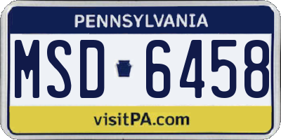PA license plate MSD6458