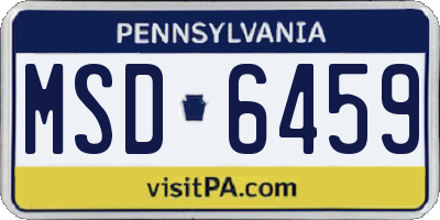 PA license plate MSD6459