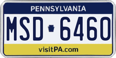 PA license plate MSD6460