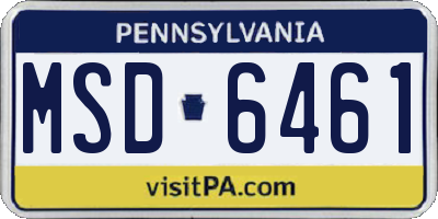 PA license plate MSD6461