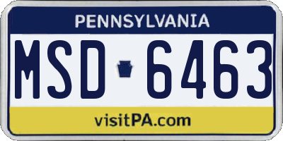 PA license plate MSD6463