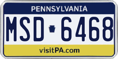 PA license plate MSD6468