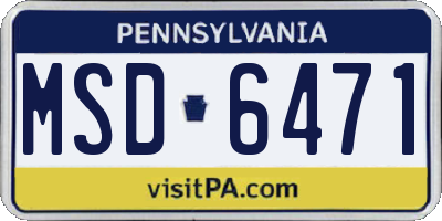 PA license plate MSD6471