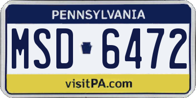 PA license plate MSD6472