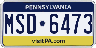 PA license plate MSD6473