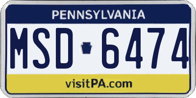 PA license plate MSD6474