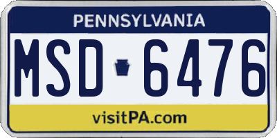 PA license plate MSD6476