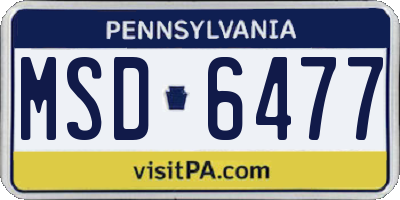 PA license plate MSD6477