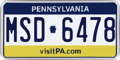 PA license plate MSD6478