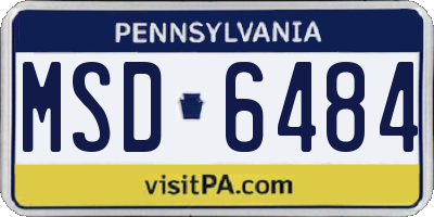 PA license plate MSD6484