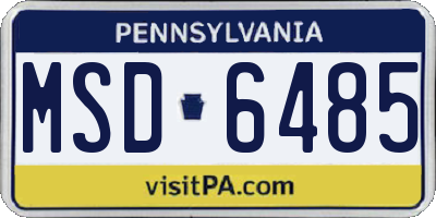 PA license plate MSD6485
